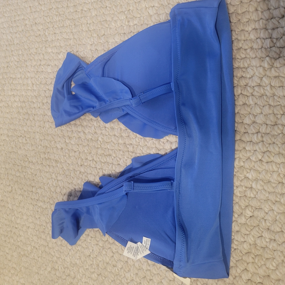 Blue Ruffled Bikini Top - Picture 2 of 3